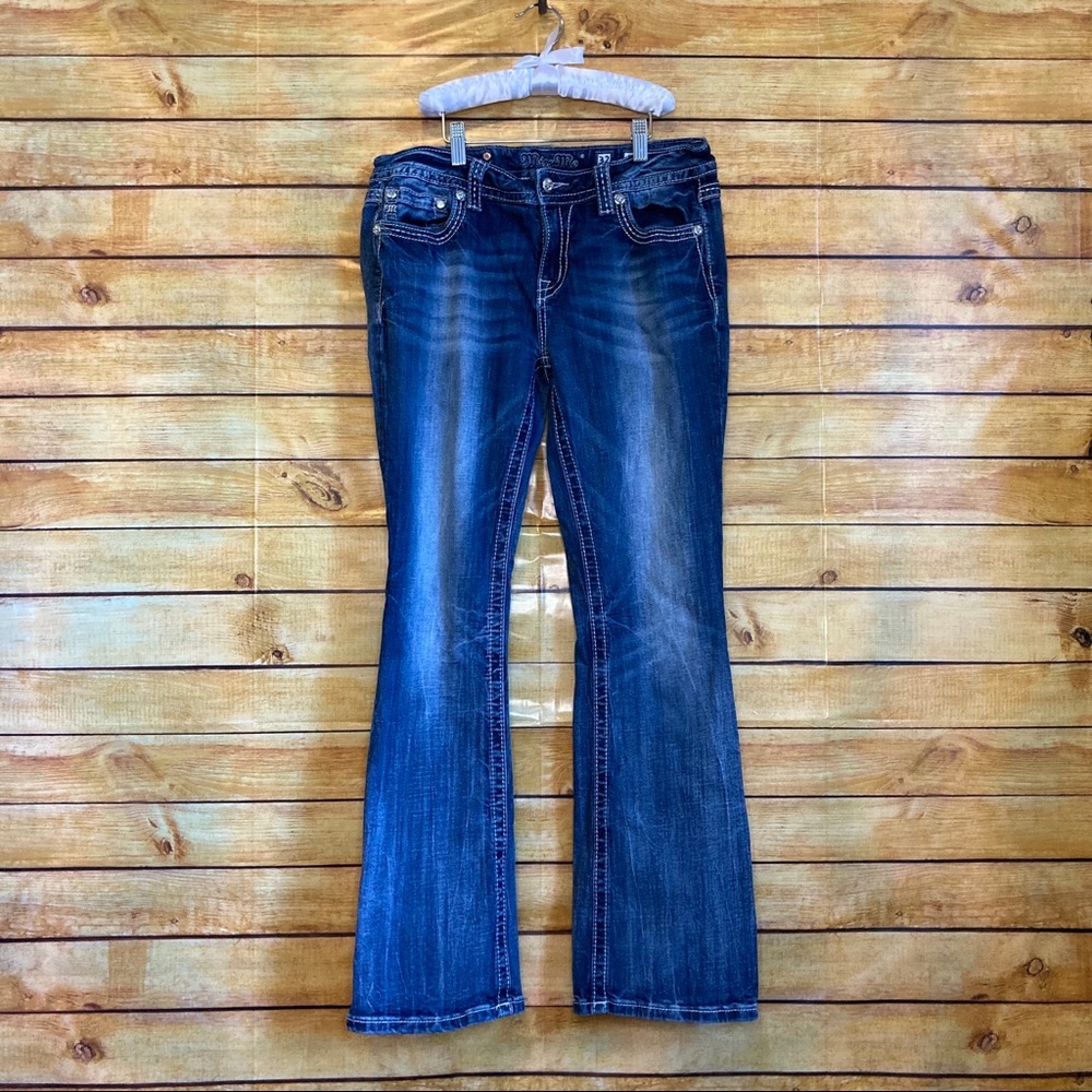 Miss Me Mid-rise Boot Cut Fleur De Lis Jeans 32